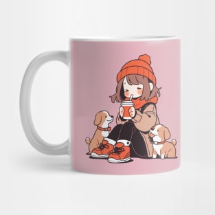 Cute dog mom drinking hot chocolate with her dogs Mug